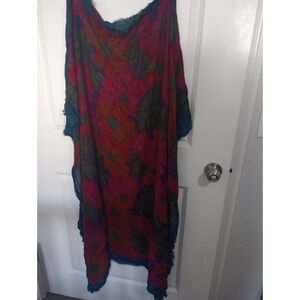 Vintage 1990s Large Floral Scarf Wrap 50 x 54 Boho Rayon Abstract Flowers